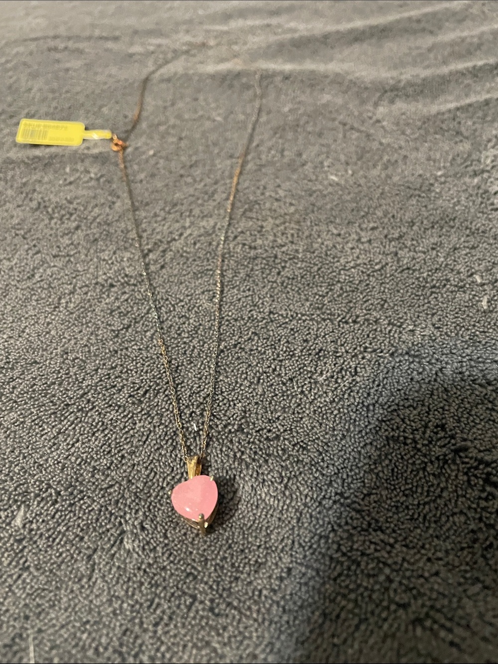 Gold-Tone Necklace with Pink Heart Pendant